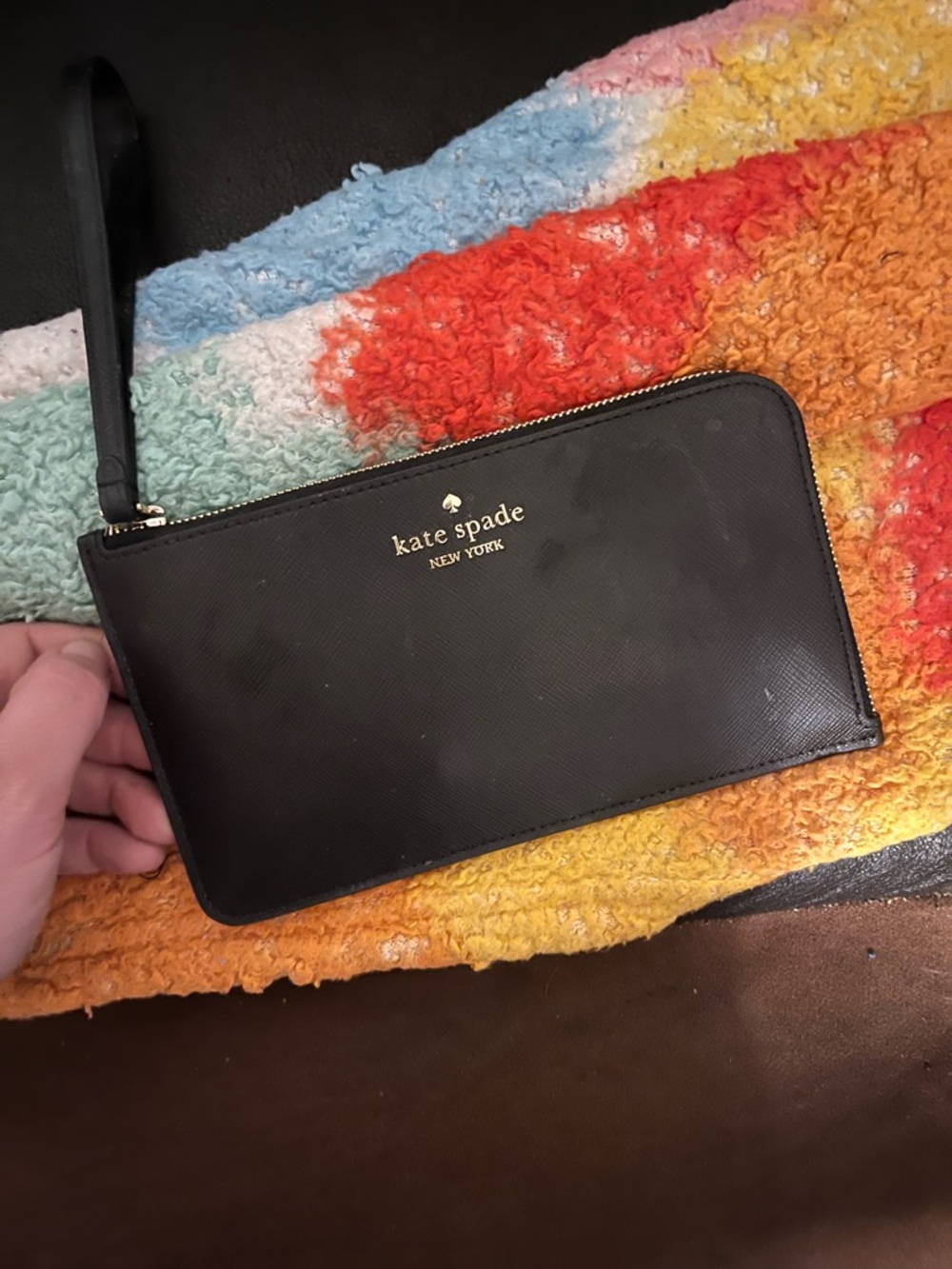 kate spade Black Leather Wristlet Clutch